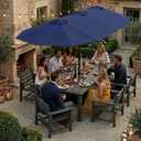 Kingdura 13ft Large Patio Umbrella with Base Included, Double-Sided Rectangle Outdoor Table Umbrella with 12 Reinforced Ribs, Crank Lift for Market Pool Deck Backyard, Navy blue