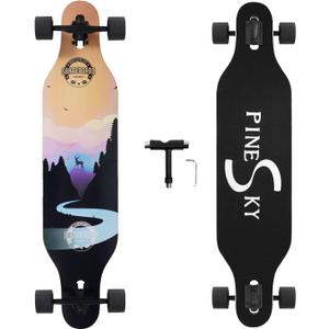 41 Inch Longboard Skateboard 8 Ply Natural Maple Complete Skateboard Cruiser for Cruising, Carving, Free-Style and Downhill with T-Tool (Valley) 41 Inch Longboard Skateboard 8 Ply Natural Maple Complete Skateboard Cruiser for Cruising, Carving, Free-Style and Downhill with T-Tool (Valley)