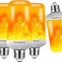 Hompavo Upgraded LED Flame Light Bulbs, 4 Modes Flickering Light Bulbs with Upside Down Effect, E26/E27 Base Flame Bulb for Halloween, Christmas,Indoor and Outdoor Decoration (White-4 Pack)