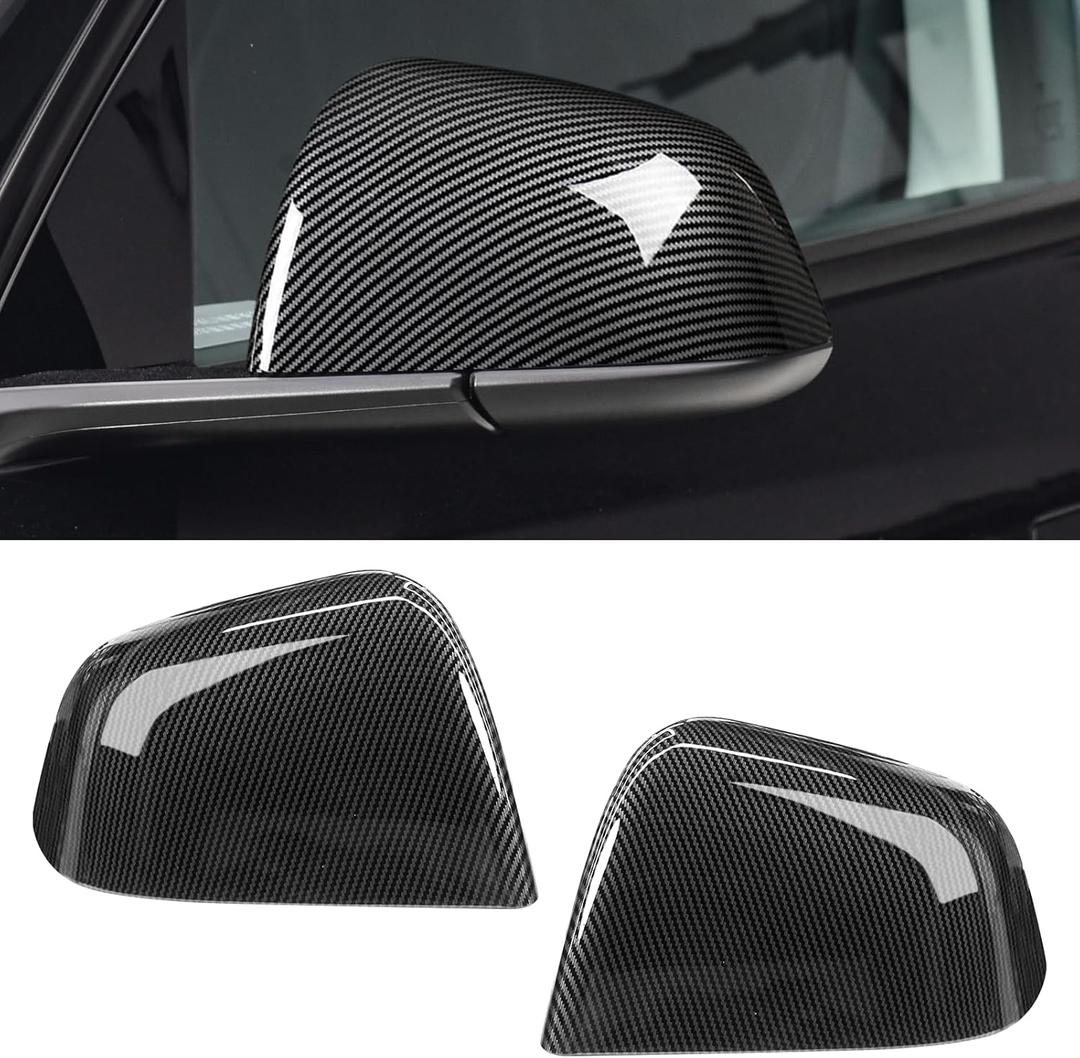 Jaronx Compatible with Tesla Model Y Mirror Cap 2020 2021 2022 2023 2024, Left Driver+Right Side Passenger Rear View Mirror Cover Cap Replacement for Tesla Model Y Accessories (Carbon Fiber)