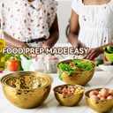 Gold Mixing Bowls, Hammered Mixing Bowls Set of 3 (7.2, 4, 2Qt), Stainless Steel Large Golden Finish Kitchen Bowls, Gold Serving Bowls for Entertaining Prepping Cooking Baking, Multipurpose Bowls