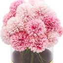 20Pcs Artificial Silk Chrysanthemum Ball Plants Fake Mums Flower Arrangements Wedding Bouquets Decor Home Kitchen Garden Party Table Floral DIY (Light Pink&Dark Pink)