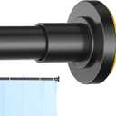 Thestoa Shower Curtain Rod Adjustable 43-78 inch, 1"Diameter Spring Tension Curtain Rod No Drill, Anti-Rust Non-Slip Shower Rod, Black Shower Curtain Rod for Bathroom Tension, Black, 43"- 78"