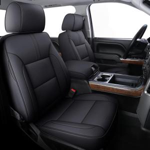 Coverado Chevy Silverado Seat Covers Full Set, Faux Leather Car Seat Covers Fit for 2007-2013 & 2019-2025 1500, 2020-2025 2500HD 3500HD Chevy Silverado GMC Sierra Crew Double Extended Cab (Black)