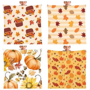 Buryeah 4 Pcs 50 x 60 Inch Thanksgiving Fall Throw Blanket Warm Soft Pumpkin Maple Autumn Plush Blanket Flannel Fleece Throw for Couch Chair Bedroom Picnic Home Decoration