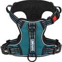 PoyPet No Pull Dog Harness, No Choke Front Clip Reflective Dog Vest with Soft Padded Vertical Handle, 3 Leash Attachments for Small Medium Large Dogs (Tumalo Teal, S)