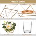 12 PCS Geometric Tealight Candle Holders, Golden Iron Frame Candle Stand with Glass, Wedding Dining Table Centerpiece Party Decor