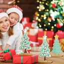 Syhood 3 Pcs Pastel Christmas Candy Tree Decor Christmas Tabletop Decorations Wooden Village Standing Gingerbread Sign with Base for Xmas Home Table Centerpiece Mantel Shelf Office Decor