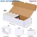 Joyoumess Trading Card Storage Box with Dividers, Cardboard card Organizer Box for Baseball, Sports, Game, Playing Card Collection, pack of 3, White&Brown
