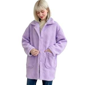 VGE Womens Sherpa Jacket, Warm Winter Coats for Women, Fuzzy Fleece Button Down Jackets, Cardigan with Pockets Outerwear XXL