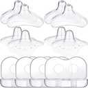 Nuanchu 6 Pcs Nipple Shields for Nursing Newborn Breastfeeding 20 mm 15 mm Nipple Shield Bulk Silicone Protector with Clear Carrying Case for Protecting Sore, Flat or Inverted