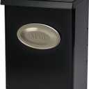Architectural Mailboxes Designer Galvanized Steel, Locking Wall Mount Mailbox, Black with Satin Nickel