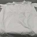 Womens Summer Lace Short Sleeve Round Neck Mini Babydoll Dress Loose Sheer Mesh Ruffle Short A-Line Dresses, L, White