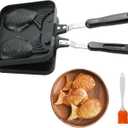 MAOPINER Taiyaki Fish Shape Cake Pan Waffle Cake Maker Fish Shaped Pancake Double Pan Mold for Home DIY Cooking Party Dessert