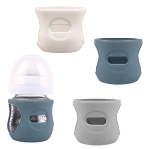 3 Pack Silicone Sleeves for Avent Natural Glass Baby Bottles, Anti Breakage Baby Bottle Holder, Compatible Philips Avent Glass Natural Baby Bottle 4 oz(Grey+Dark Blue+Apricot) (4 Ounce)
