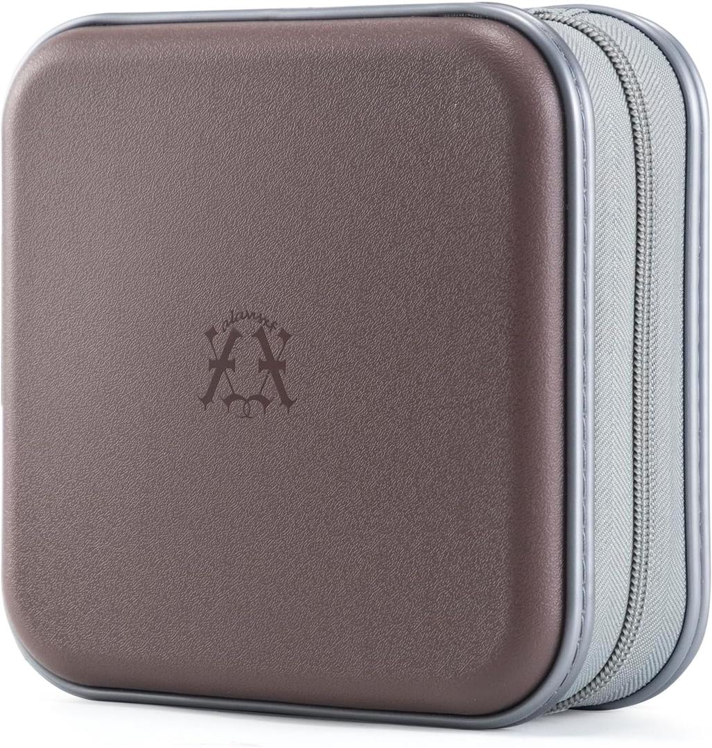 alavisxf xx CD Case, 48 Capacity Hard Plastic DVD Case Portable Zipper CD Holder Large Storage Disc Wallet Bag for Car Home Travel (Coffee, 48 Capacity)