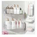 Nieifi Adhesive Wall Shelf, Shower Shelves 5 Pack with Soap Holder, Shower Organizer for Bathroom Organization, Clear