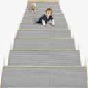 15PCS Non Slip Linen Carpet Stair Treads - 30" x 8" Skid Resistant Safety Rugs for Wooden Steps Indoor, Grey - Ideal for Kids, Elders & Pets