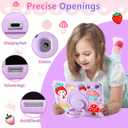 for iPad 9th 8th 7th Generation Case Kids Girls Strawberry Cover for iPad 10.2 Inch with Rotating Kickstand Shoulder Strap Soft Silicon Shockproof Protective Tablet Cover for 9/8/7 Gen 10.2 inch (Patterned Purple)