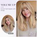 Hair Toppers for Women Real Human Hair 16 Inch Long Straight Toppers for Women with Thinning 7 * 13CM Silk Base Clip in Hairpieces with Bangs (Mocha Brown & Dark Blonde)