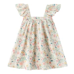 LNKXRTY Toddler Girls Ruffle Sleeve Flower Dress Babys Beach Sundress 688 Colorful Flowers 90 (White)