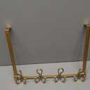 Double Prong Over The Door Hook Rack, with 4 Triple Hooks to Hang Your Coats, Hats, Towels, Purses and More in Your Bathroom, Bedroom or Walk-in Closets - Gold