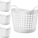 Suclain 3 Pcs Flexible Laundry Basket Set Carry Portable Flexible Laundry with Carrying Handles White Large Versatile Laundry for Bathroom College Dorm Laundry Room
