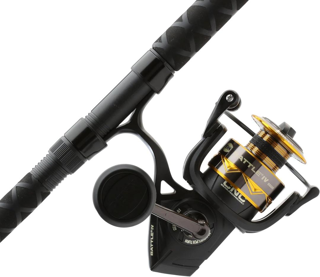 Penn Battle IV Spinning Reel and Fishing Rod Combo, 5000 Size Reel - 8' - Medium Heavy - 2pc