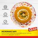 2 x Glad Round Disposable Paper Bowls, Happy Fall Design - Heavy Duty, Soak-Proof, Cut-Resistant, Microwavable Paper Bowls for All Foods, Daily Use, and Fall Occasions, 16 oz, 50 Count (Multicolor)