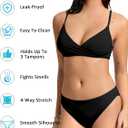 Beautikini Period Swimwear Twist V Neck Bikini Sets Two Piece Menstrual Leakproof Swimsuits Bathing Suit for Teen Girls (Black, S)