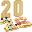 MADHOLLY Bamboo 2026 Graduation Numbers Charcuterie Fillable Board - 12"x8" Each Reusable Food Serving Trays, Grad Party Table Decor Platters for Cupcakes, Snacks, Cookies, Fruit, Set of 4