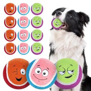 EXPAWLORER Tennis Balls for Dogs,11 Pack Squeaky Dog Balls for Play Exercise and Training,Funny Smile Face Interactive Dog Floating Toys for Small Medium Large Dogs(2.5 Inches)