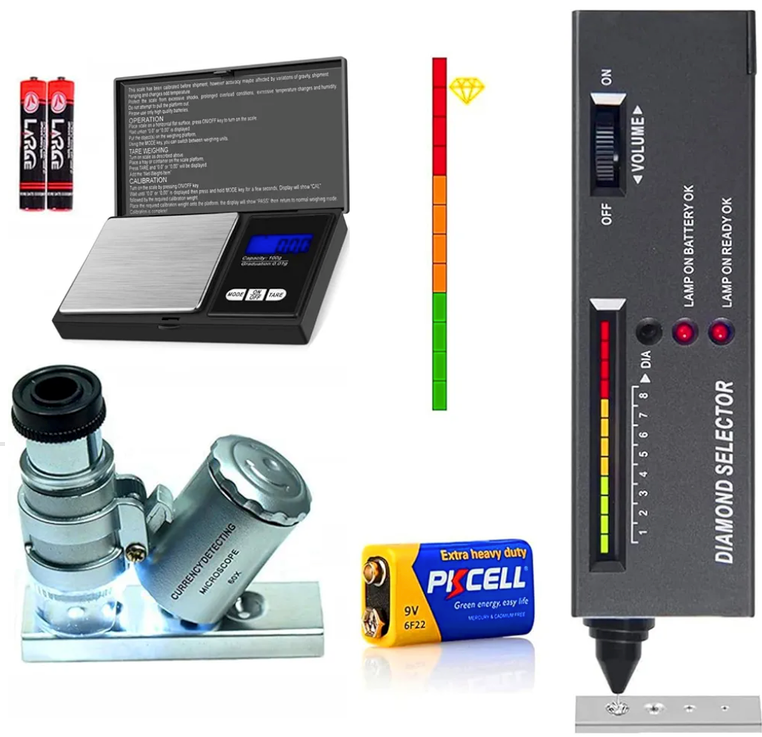 Jewelry Diamond Tester,200g/0.01g Mini Jewelry Scale,60X Mini LED Magnifying Diamonds Kit,Professional Diamond Selector for Novice and Expert,Thermal Conductivity Meter (Diamond Tester+Scale)