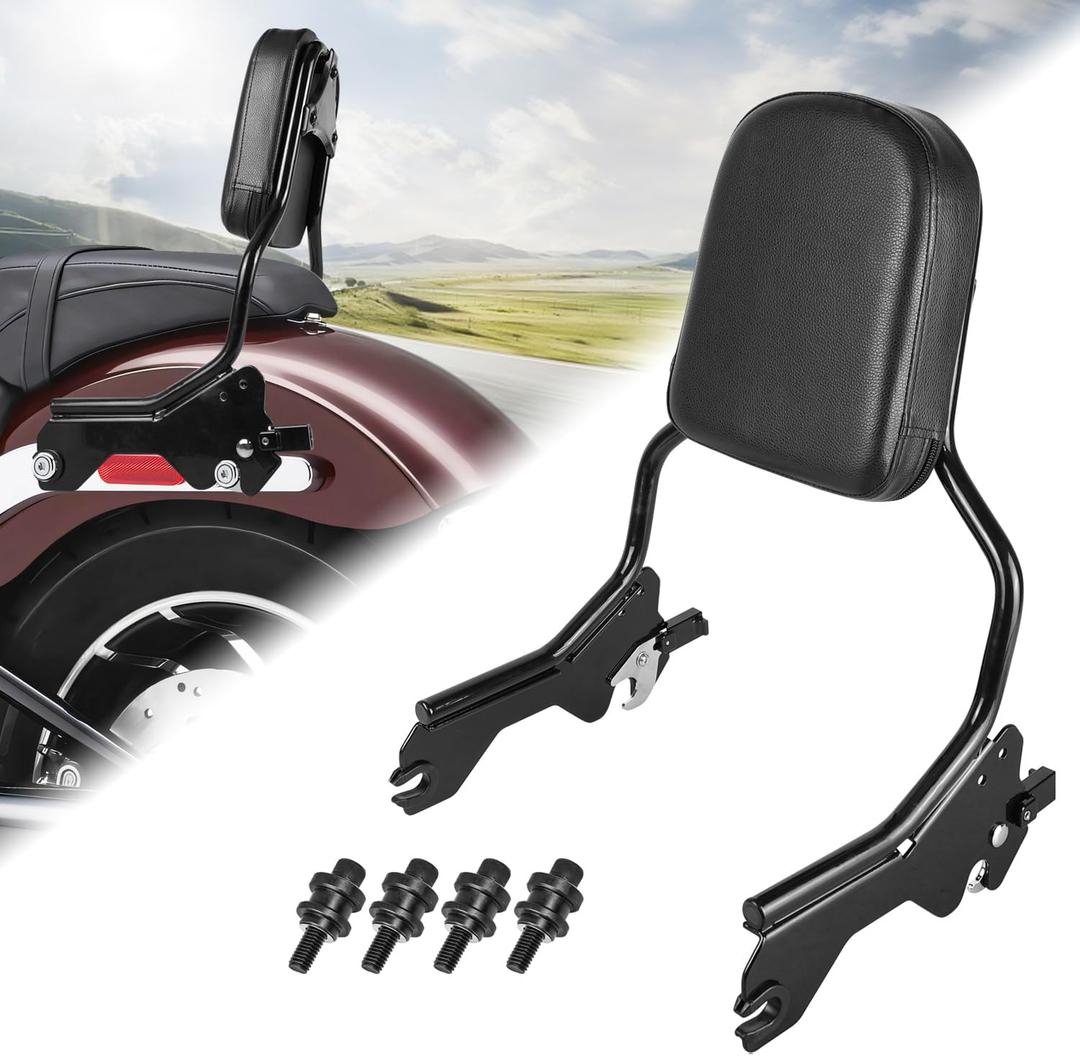 Aufer Upright Passenger Backrest Sissy Bar With Docking Hardware Kit Compatible With For Harley Softail Low Rider FXLR FXLRS FXLRST Sport Glide FLSB 2018-2024