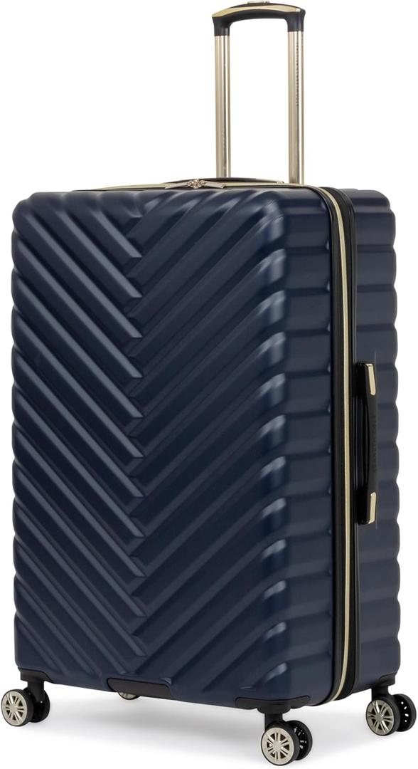 Kenneth Cole REACTION Madison Square Lightweight Hardside Chevron Expandable Spinner Luggage, Navy, 28-Inch Checked