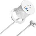 2.5 inch Power Grommet,20W USB-C Charging,1 Outlet with 2 USB C,1 USB Port,Furniture Flush Mount for Desktop,Recessed Power Strip,Workspace Essential Desk Outlet (White, 6 FT)