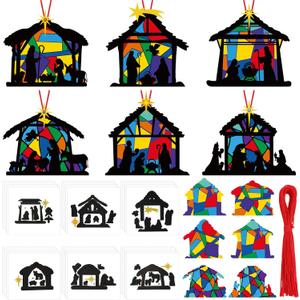 30 Sets Christmas Nativity Craft Kit for DIY Christian Religious Nativity Scene Christmas Tree Ornaments Jesus Sunday Craft for Xmas DIY Party Supplies