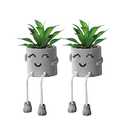SEMSOIIO 2PCS Fake Succulents, Artificial Plants Bathroom Decor, Mini Plants Shelf Decor, Small Desk Plant for Home Decor, Cute Faux Plants Office Decor, Fake Plants for Women Desk