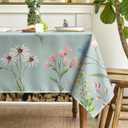 Horaldaily Spring Tablecloth 60120 Inch Rectangular, Watercolor Wild Flowers Blooming Floral Green Washable Seasonal Table Cover for Party Picnic Dinner Decor