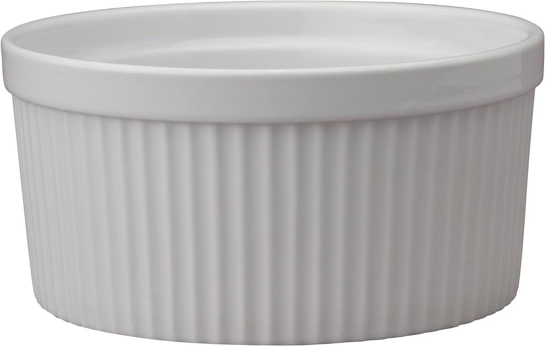HIC Kitchen Souffle, Fine Porcelain, For Baking Custards, Souffles, Casseroles, And Side Dishes, 32-Ounce (1-Quart) Capacity