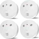 4 Pack Smoke and Carbon Monoxide Detector with Test Button, 85dB Loud Beep, LCD Display, Battery-Operated Smoke Detector Carbon Monoxide Detector Combo for House, Apartment, Kitchen, Garage Use