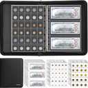 Coin Collection Album Holder for Collectors, 400 Pockets Fireproof Coin Collection Book & 36 Paper Money Organizer Binder for Coin Currency Collection Supplies,Pennies,Bill,Tokens,Badges