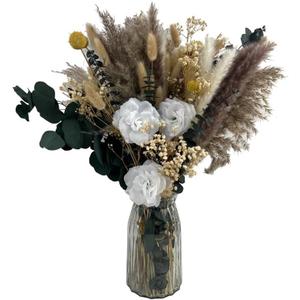 Dried Flowers, Reeds and Grasses Bouquet, Suitable for Home Decoration, Wedding Center Decoration, Autumn Flower Arrangement (Mixed Natural (White, Beige, Brown))