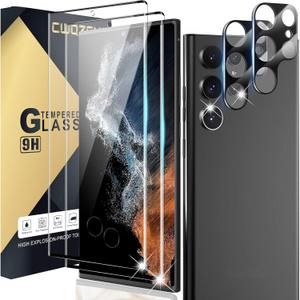 Screen Protector Compatible with Galaxy S22 Ultra 5G - [2+2 Pack] Camera Lens Protectors, Fingerprint Unlock Support, HD Tempered Glass, Touch Sensitive, Anti Scratch