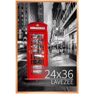 Lavezee 24x36 Poster Frame, Metal 1 Pack, Brass Finish | 24 x 36 Picture Frame for Family Photos Art Print, Horizontal & Vertical Wall Mounting for Wedding Christmas Mother's Day
