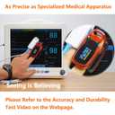 Fingertip Pulse Oximeter with Plethysmograph and Perfusion Index, include carrying case, Large OLED Digital Display Blood Oxygen Saturation Monitor Heart Rate Monitor (Color: Red-Orange)