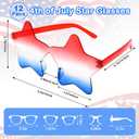 4th of July Star Glasses 12 Pairs Fourth of July Party Favors Red Blue White American Flag Sunglasses for Kids Women Independence Day Gifts Patriotic Sunglasses for Pool Party in USA Decorations