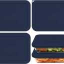 Sophico 3-Pack Silicone Lids for Pyrex Freshlock & SNAPWARE 6/8-Cup Glass Bowls (7211R/8608) - Airtight, Leakproof, Freezer/Dishwasher/Microwave Safe Replacement Rectangle Covers (Navy Blue-3Pack)