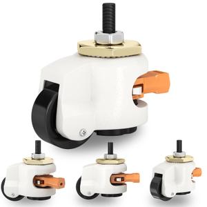 Heavy Duty Leveling Stem Casters - Workbench Caster with Upgraded Ratchet Arm for Equipment, M12 Thread Stem Casters 2200 LBS, Adjustable Wheels for Furniture, Workbench & Machine