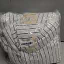 Stripe Duvet Cover Queen Size 90inch x 90inch, 100% Washed Cotton Linen Feel Pinstripe Duvet Cover with Zipper Closure and 2 Pillowcases, Color of White-Dark Grey Stripe